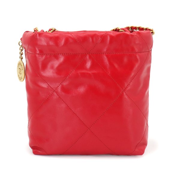 CHANEL 22 2way Chain Hand Shoulder Bag Leather Red AS3980 Mini - Picture 2 of 9